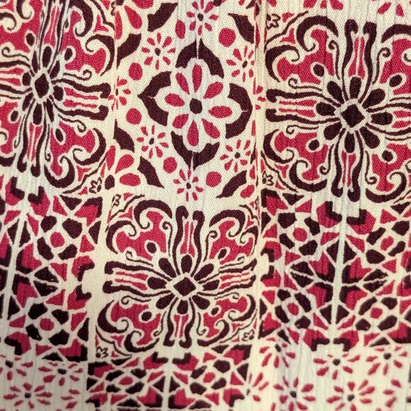 Ann Taylor Loft Womens Size M Maroon Pink Geometric Tile On/Off Shoulder Dress - Picture 9 of 10